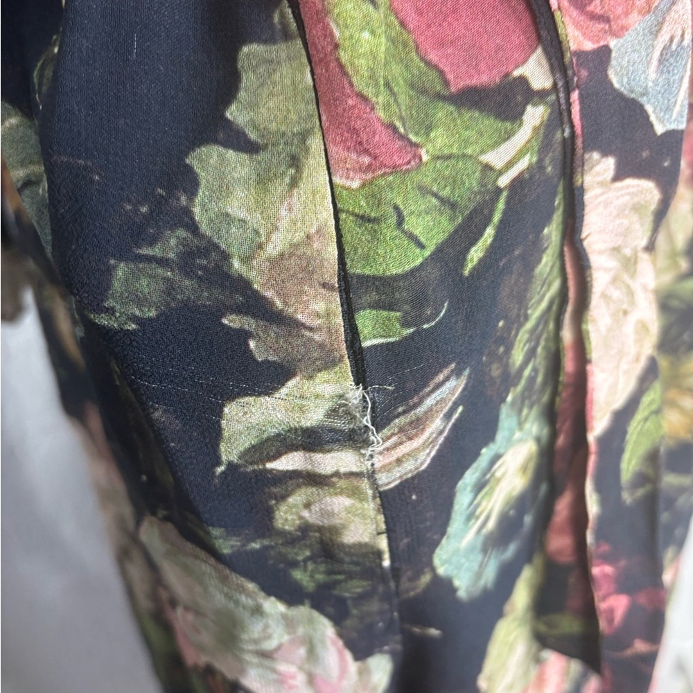 Reformation Floral tie front/ v-neck wide leg jumpsuit Black Size 4 - Picture 8 of 12